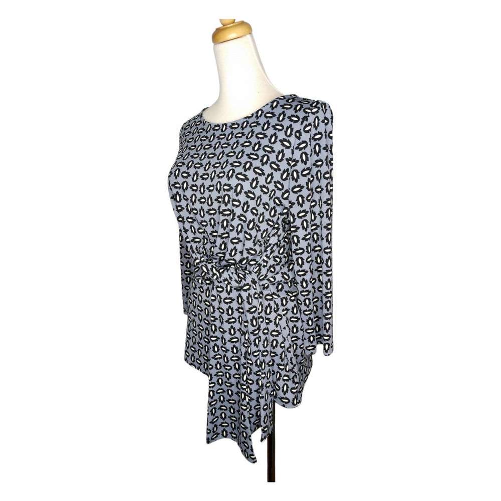 Ann Taylor Tie Front Geometric Print Blouse Size M
